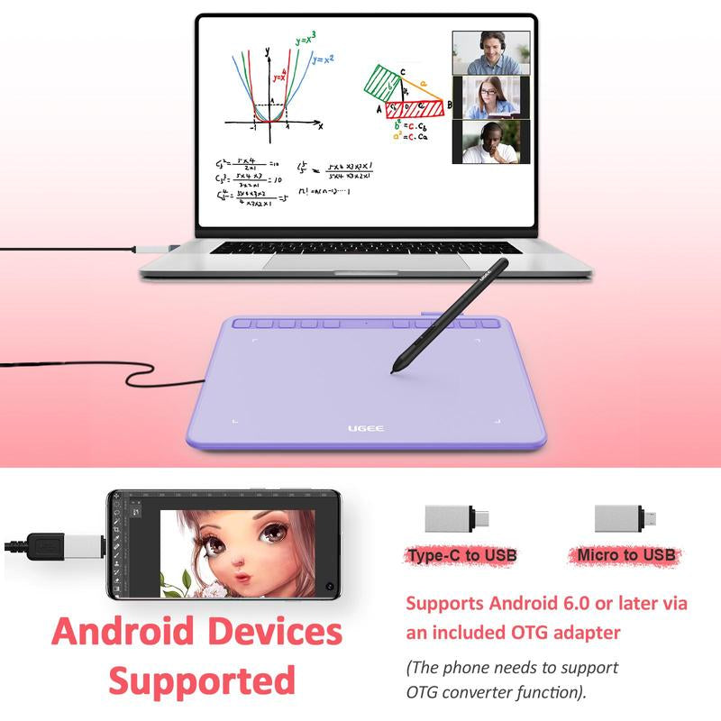 Portable Digital Drawing Tablet - Includes Battery-Free Stylus and 10 Programmable Keys for Artists and Writers